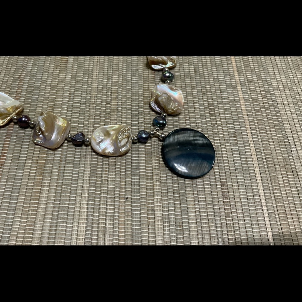 Silver plated shell nuggets necklace